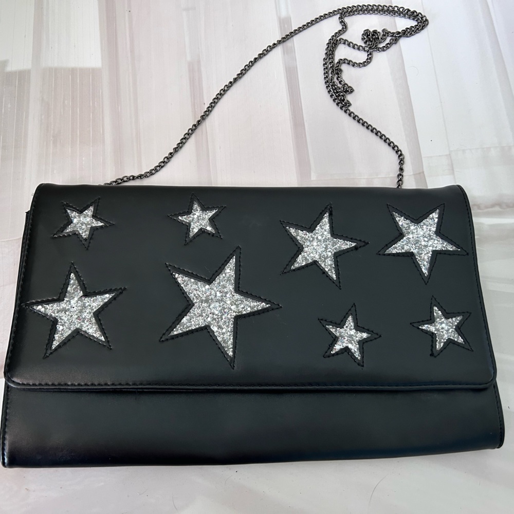 Elegant Black Star-Studded Women's Clutch